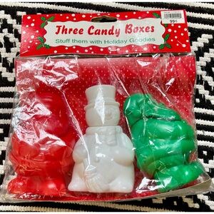 Three Vintage Christmas Candy Blowmold Boxes